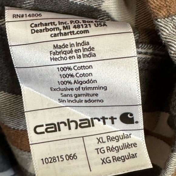 CARHARTT Hubbard Original Fit Plaid Flannel Shirt Heavy Work Wear Casual Size XL - Picture 11 of 14